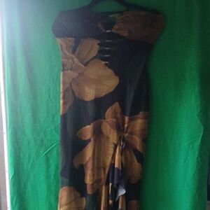 Lovely Day Strapless Dress in Black and Brown Floral